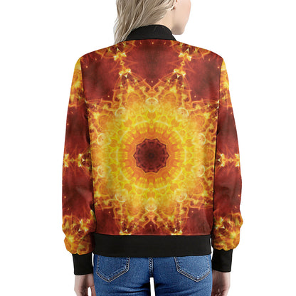Sun Fire Kaleidoscope Print Women's Bomber Jacket