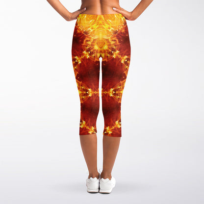 Sun Fire Kaleidoscope Print Women's Capri Leggings