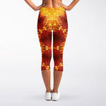 Sun Fire Kaleidoscope Print Women's Capri Leggings