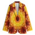 Sun Fire Kaleidoscope Print Women's Cotton Blazer
