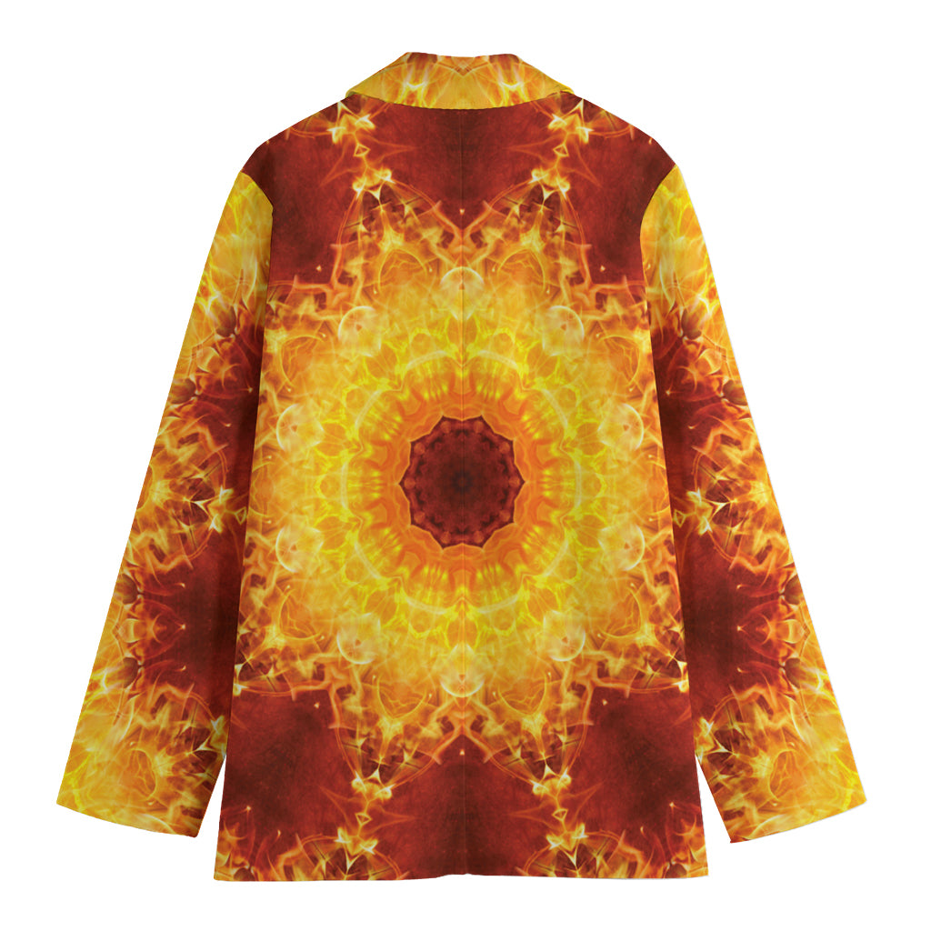 Sun Fire Kaleidoscope Print Women's Cotton Blazer
