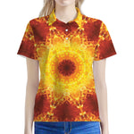 Sun Fire Kaleidoscope Print Women's Polo Shirt