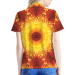Sun Fire Kaleidoscope Print Women's Polo Shirt