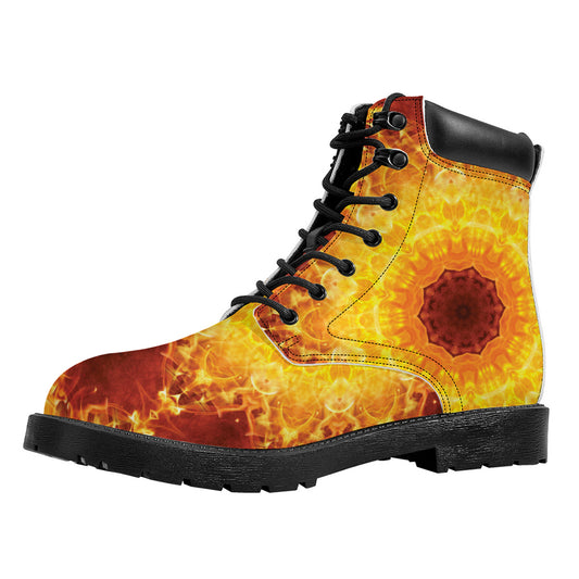 Sun Fire Kaleidoscope Print Work Boots
