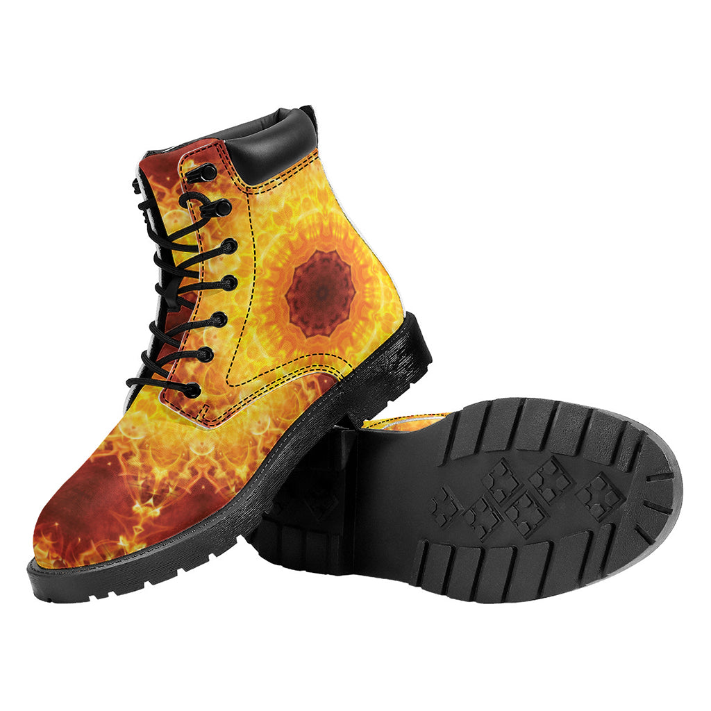 Sun Fire Kaleidoscope Print Work Boots