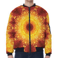 Sun Fire Kaleidoscope Print Zip Sleeve Bomber Jacket