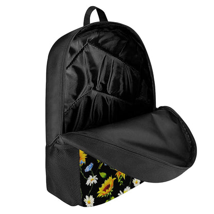Sunflower Chamomile Pattern Print 17 Inch Backpack