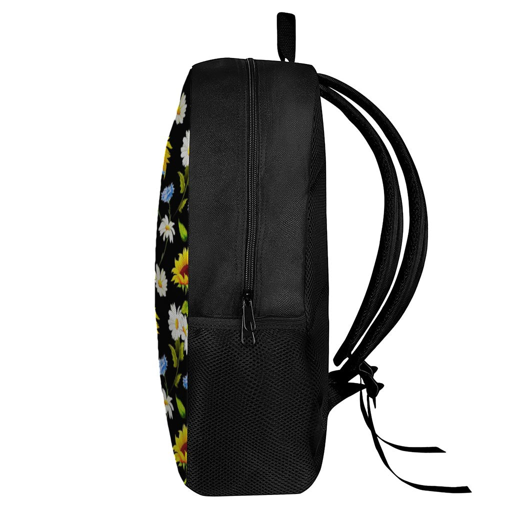 Sunflower Chamomile Pattern Print 17 Inch Backpack