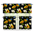 Sunflower Chamomile Pattern Print 3 Piece Kitchen Curtains