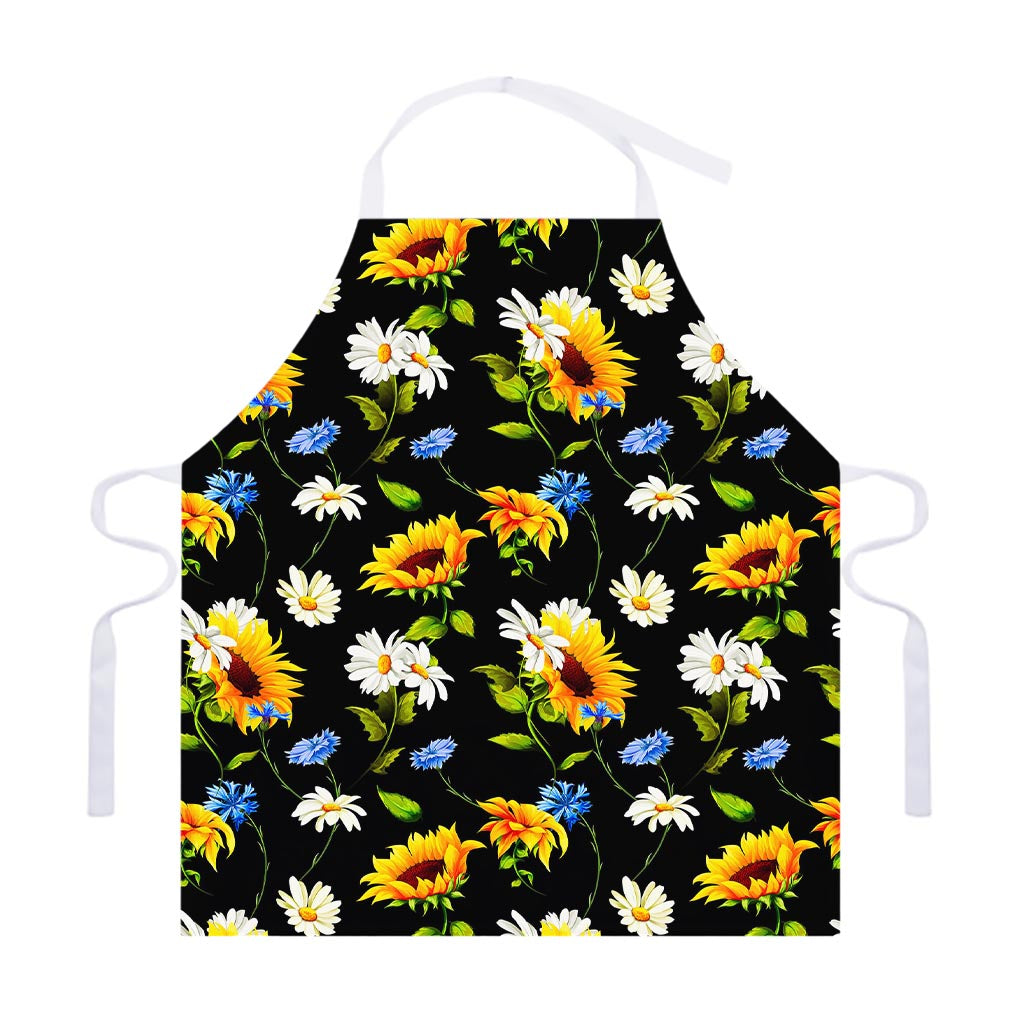 Sunflower Chamomile Pattern Print Adjustable Apron