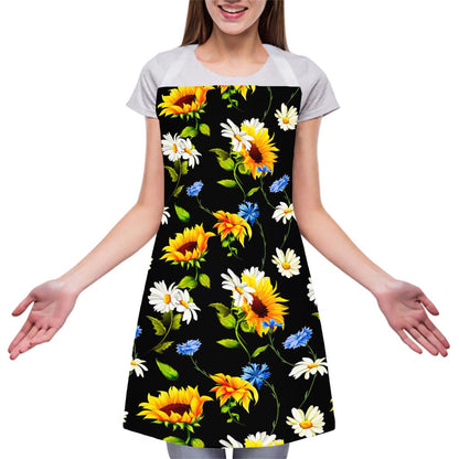 Sunflower Chamomile Pattern Print Adjustable Apron