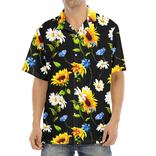 Sunflower Chamomile Pattern Print Aloha Shirt