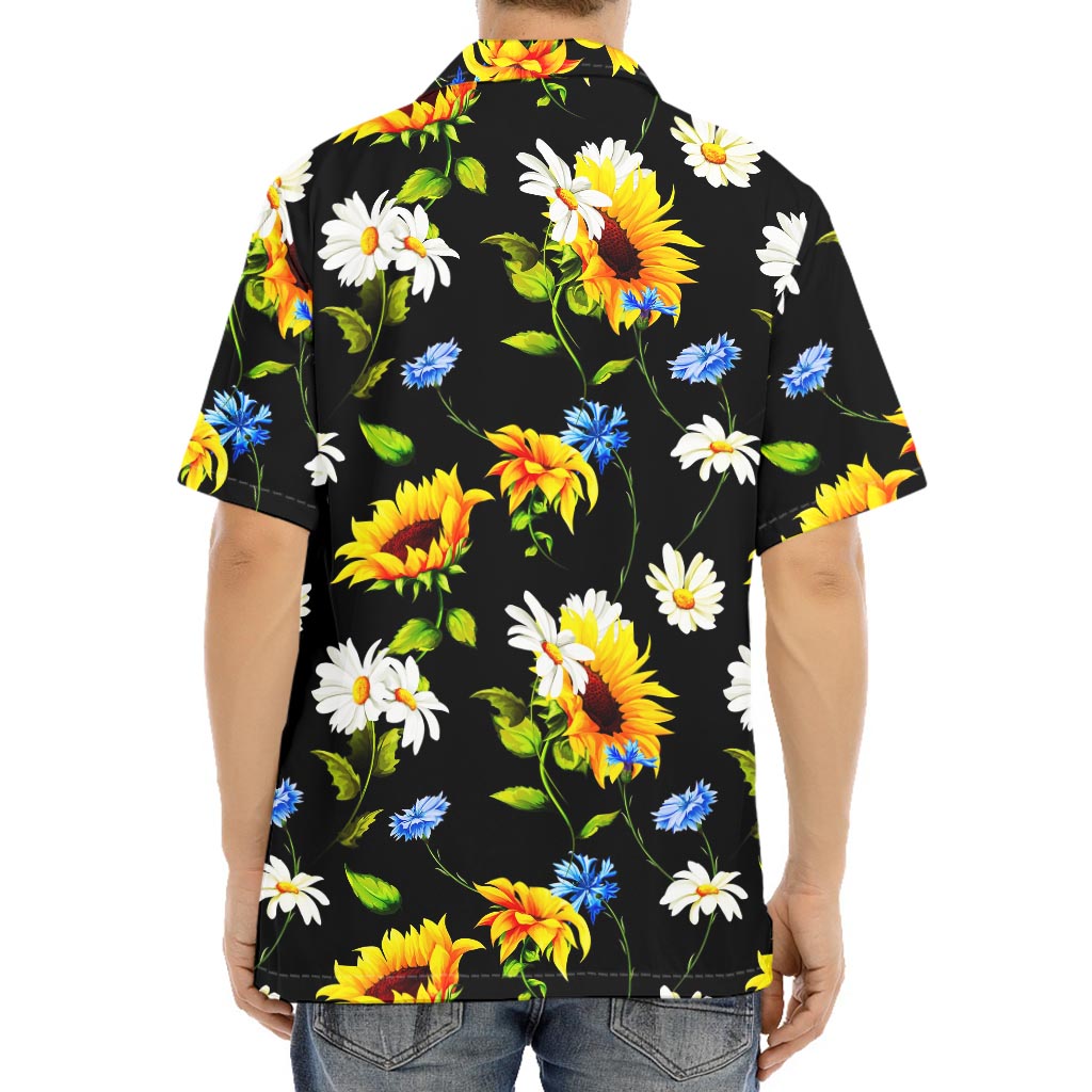 Sunflower Chamomile Pattern Print Aloha Shirt