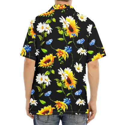 Sunflower Chamomile Pattern Print Aloha Shirt