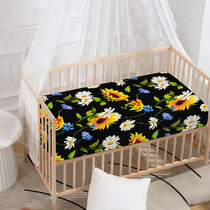 Sunflower Chamomile Pattern Print Baby Crib Sheet