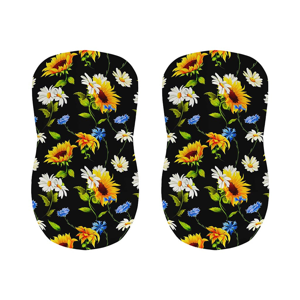 Sunflower Chamomile Pattern Print Bar Stool Covers