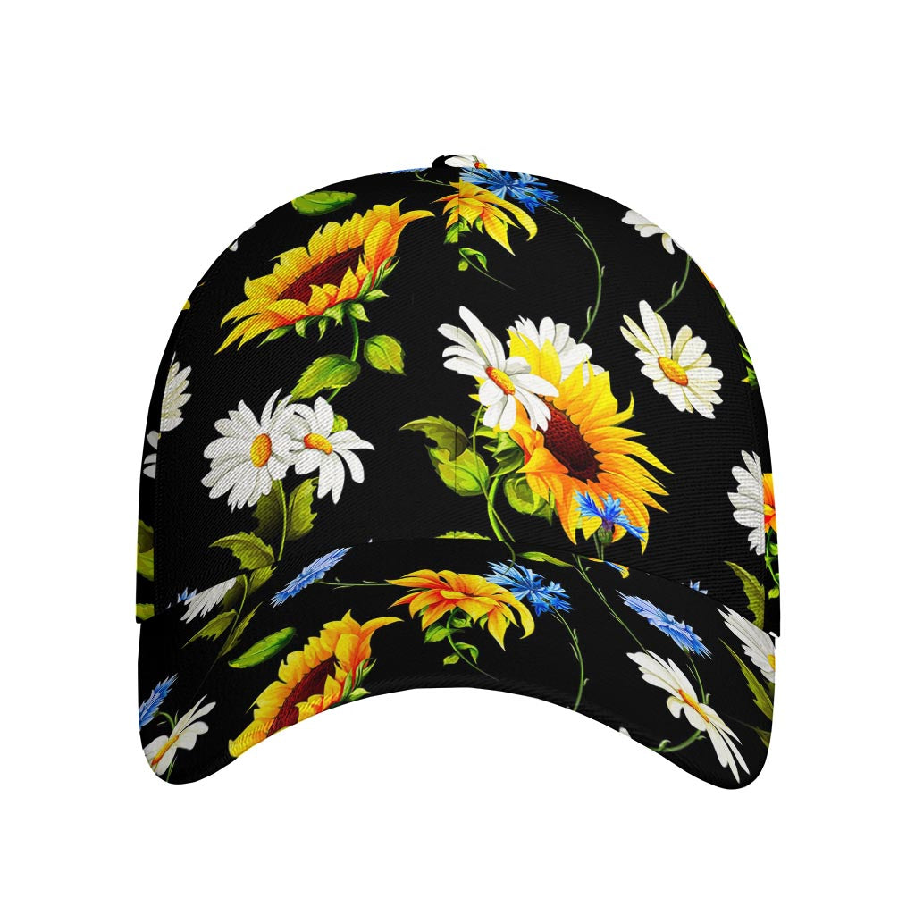 Sunflower Chamomile Pattern Print Baseball Cap