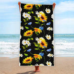 Sunflower Chamomile Pattern Print Beach Towel