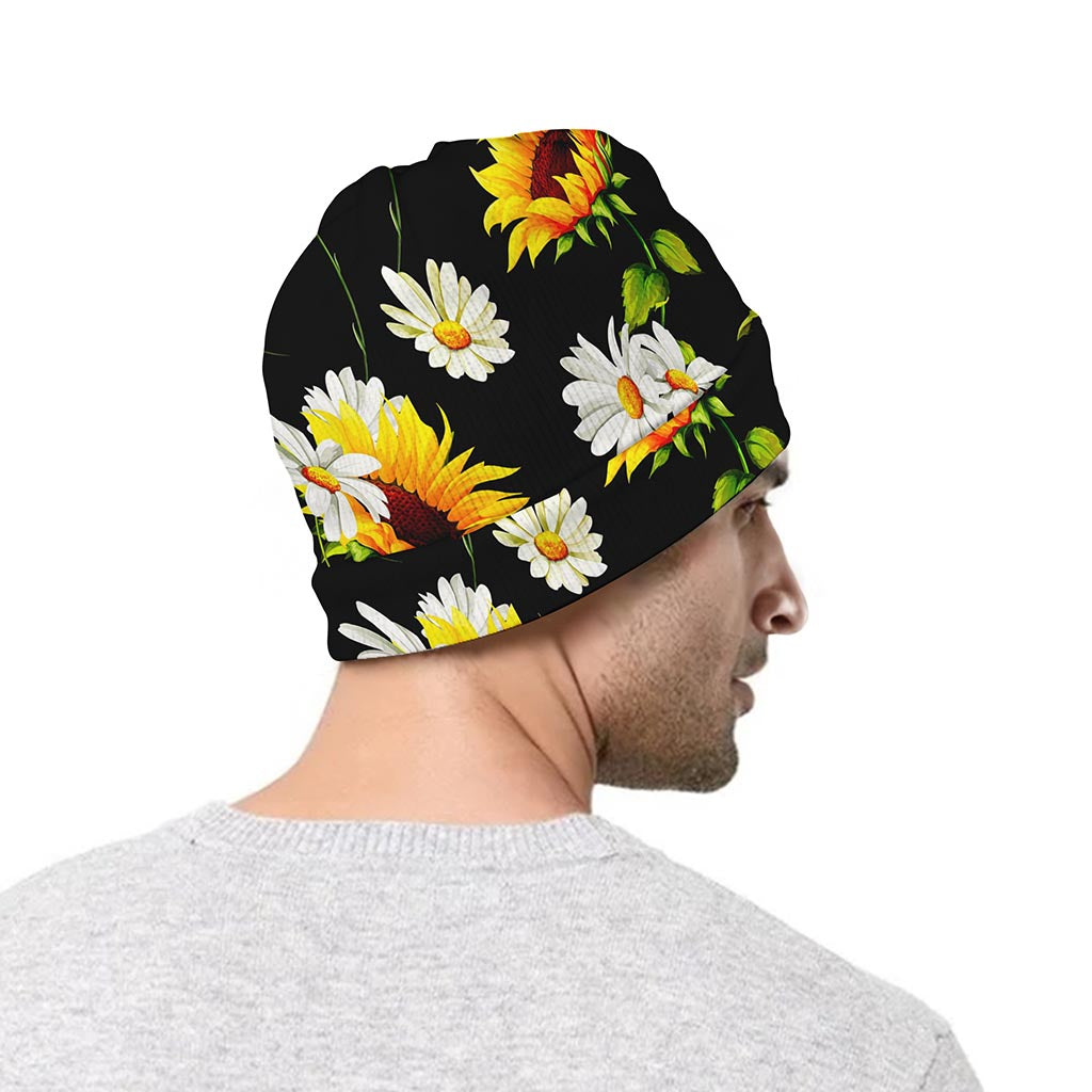 Sunflower Chamomile Pattern Print Beanie