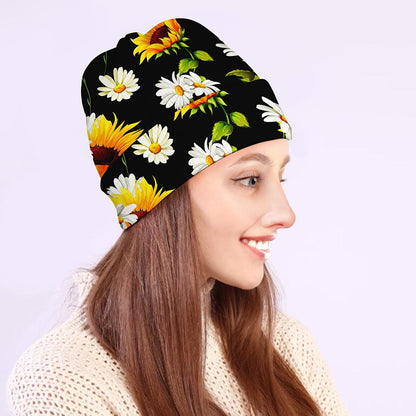 Sunflower Chamomile Pattern Print Beanie