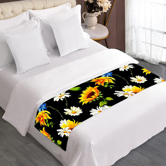 Sunflower Chamomile Pattern Print Bed Runner