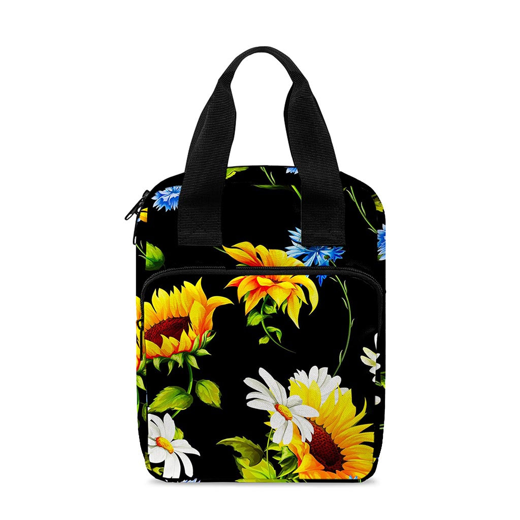 Sunflower Chamomile Pattern Print Bible Tote Bag