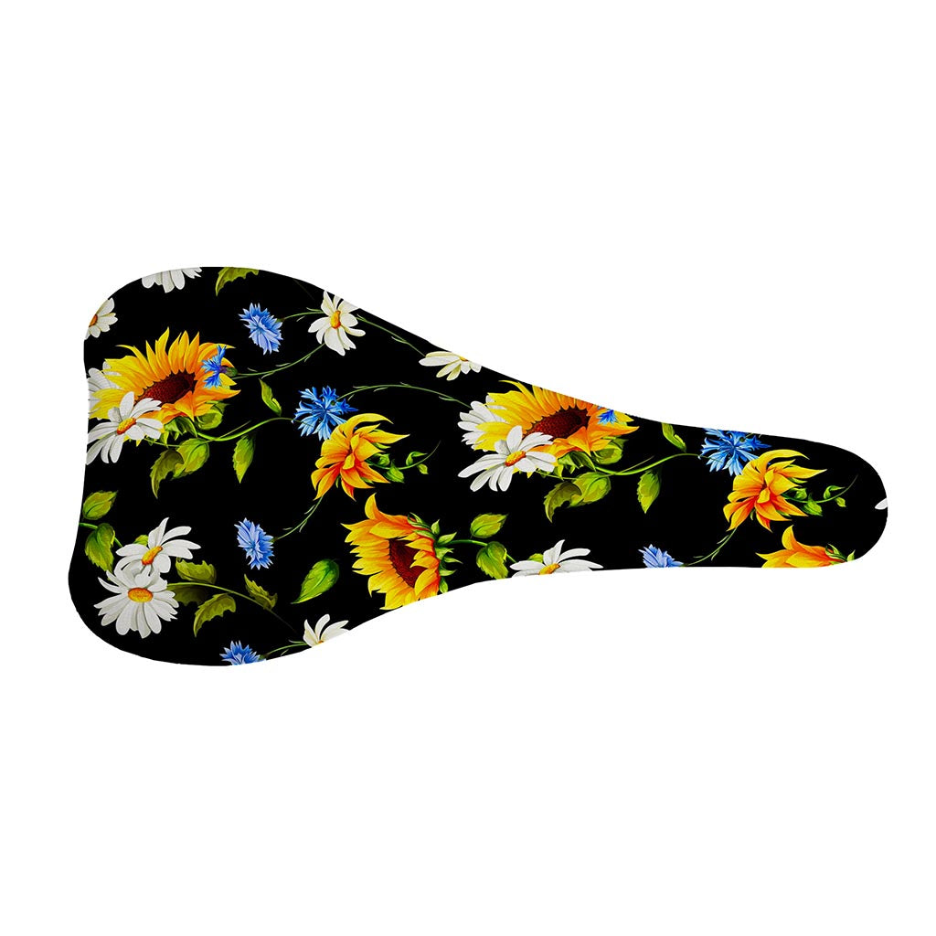 Sunflower Chamomile Pattern Print Bicycle Seat Cover