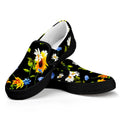 Sunflower Chamomile Pattern Print Black Slip On Sneakers