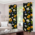 Sunflower Chamomile Pattern Print Dimout Grommet Curtains