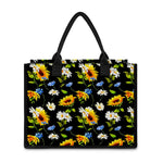 Sunflower Chamomile Pattern Print Canvas Tote Bag