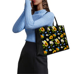 Sunflower Chamomile Pattern Print Canvas Tote Bag
