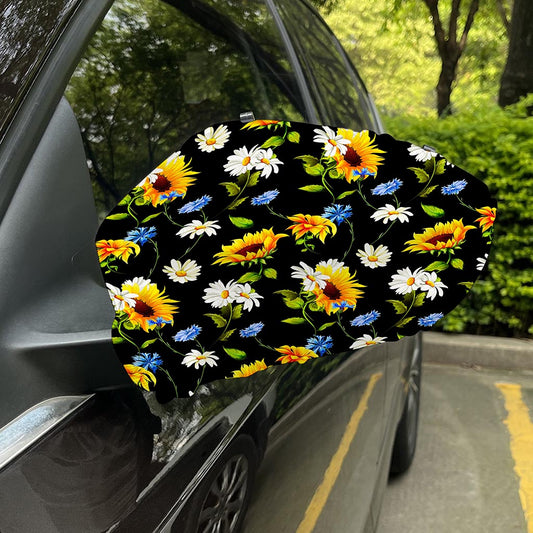 Sunflower Chamomile Pattern Print Car Side Mirror Covers