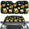 Sunflower Chamomile Pattern Print Car Windshield Sun Shade