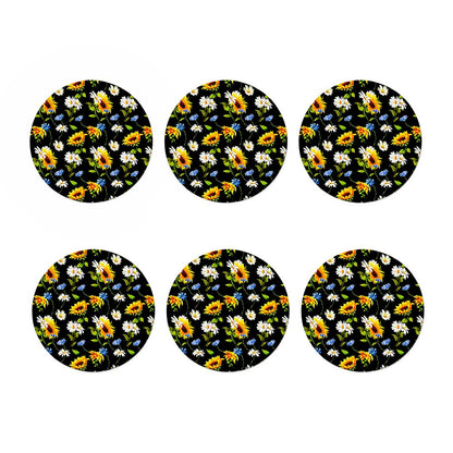 Sunflower Chamomile Pattern Print Coaster Set