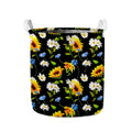 Sunflower Chamomile Pattern Print Collapsible Laundry Basket