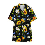 Sunflower Chamomile Pattern Print Cotton Hawaiian Shirt