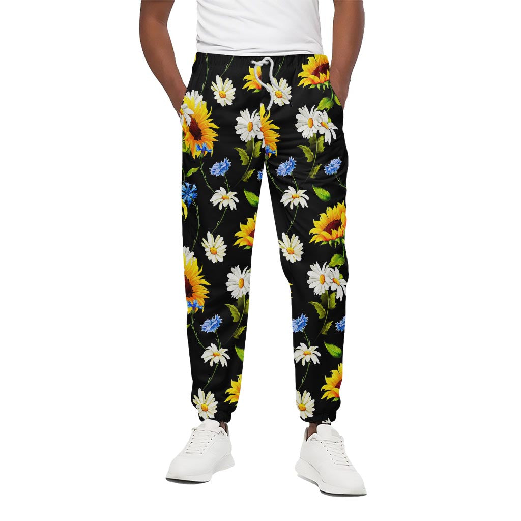 Sunflower Chamomile Pattern Print Cotton Pants