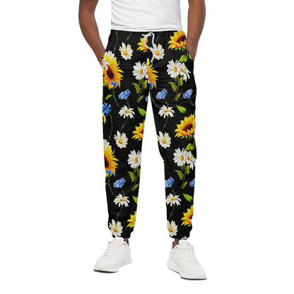 Sunflower Chamomile Pattern Print Cotton Pants