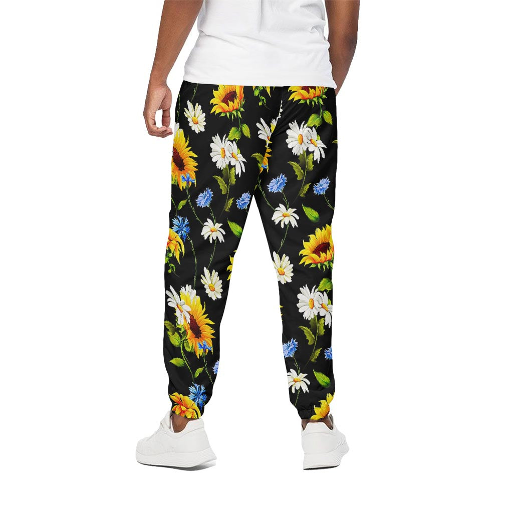 Sunflower Chamomile Pattern Print Cotton Pants
