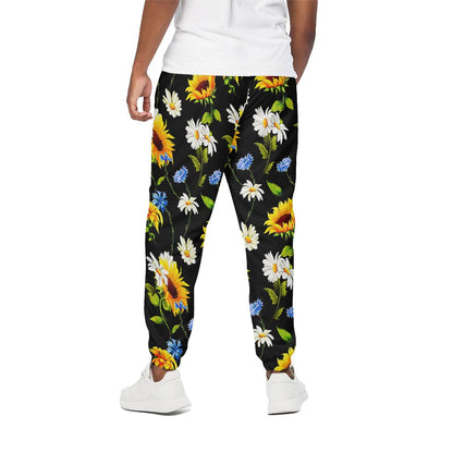 Sunflower Chamomile Pattern Print Cotton Pants