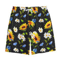 Sunflower Chamomile Pattern Print Cotton Shorts