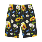Sunflower Chamomile Pattern Print Cotton Shorts
