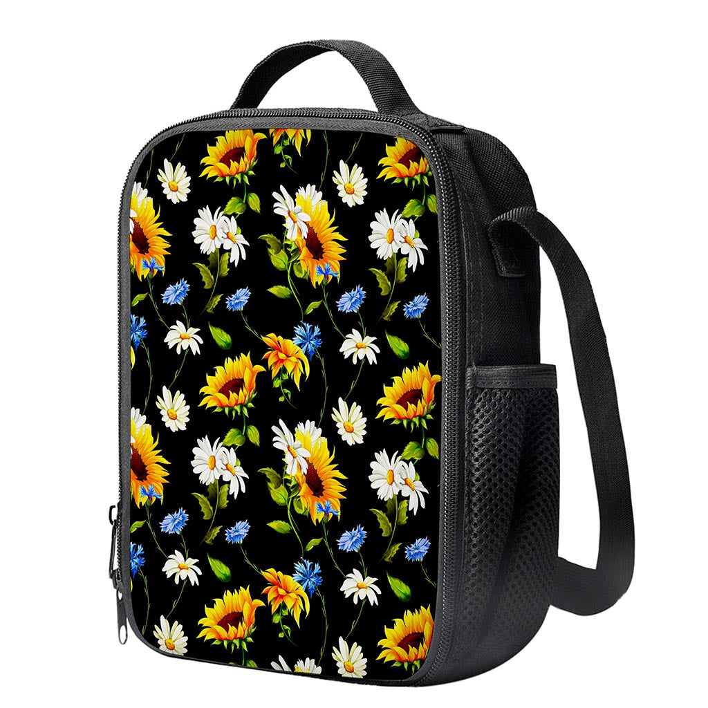 Sunflower Chamomile Pattern Print Crossbody Lunch Bag