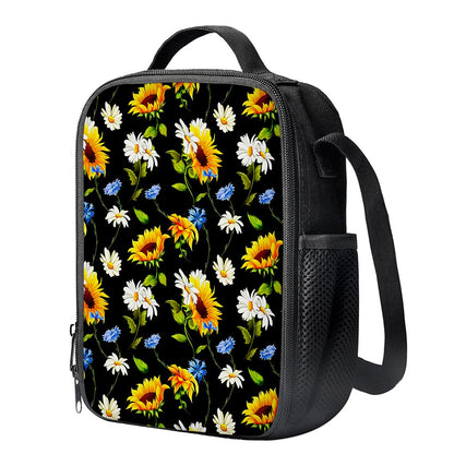 Sunflower Chamomile Pattern Print Crossbody Lunch Bag