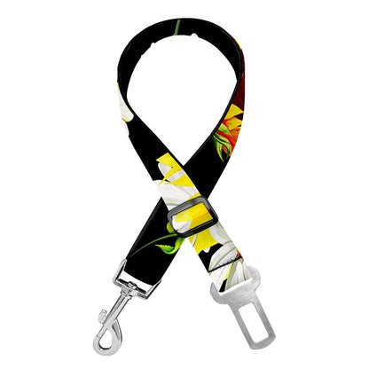 Sunflower Chamomile Pattern Print Dog Seat Belt