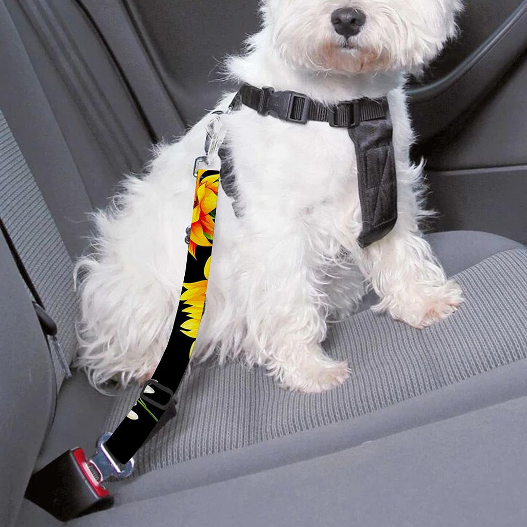 Sunflower Chamomile Pattern Print Dog Seat Belt