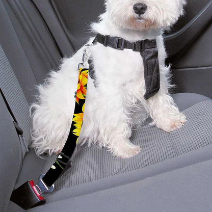 Sunflower Chamomile Pattern Print Dog Seat Belt