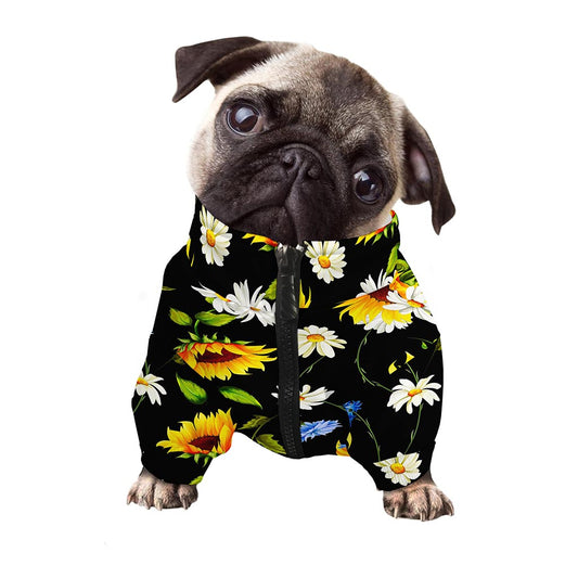 Sunflower Chamomile Pattern Print Dog Zip Up Jacket