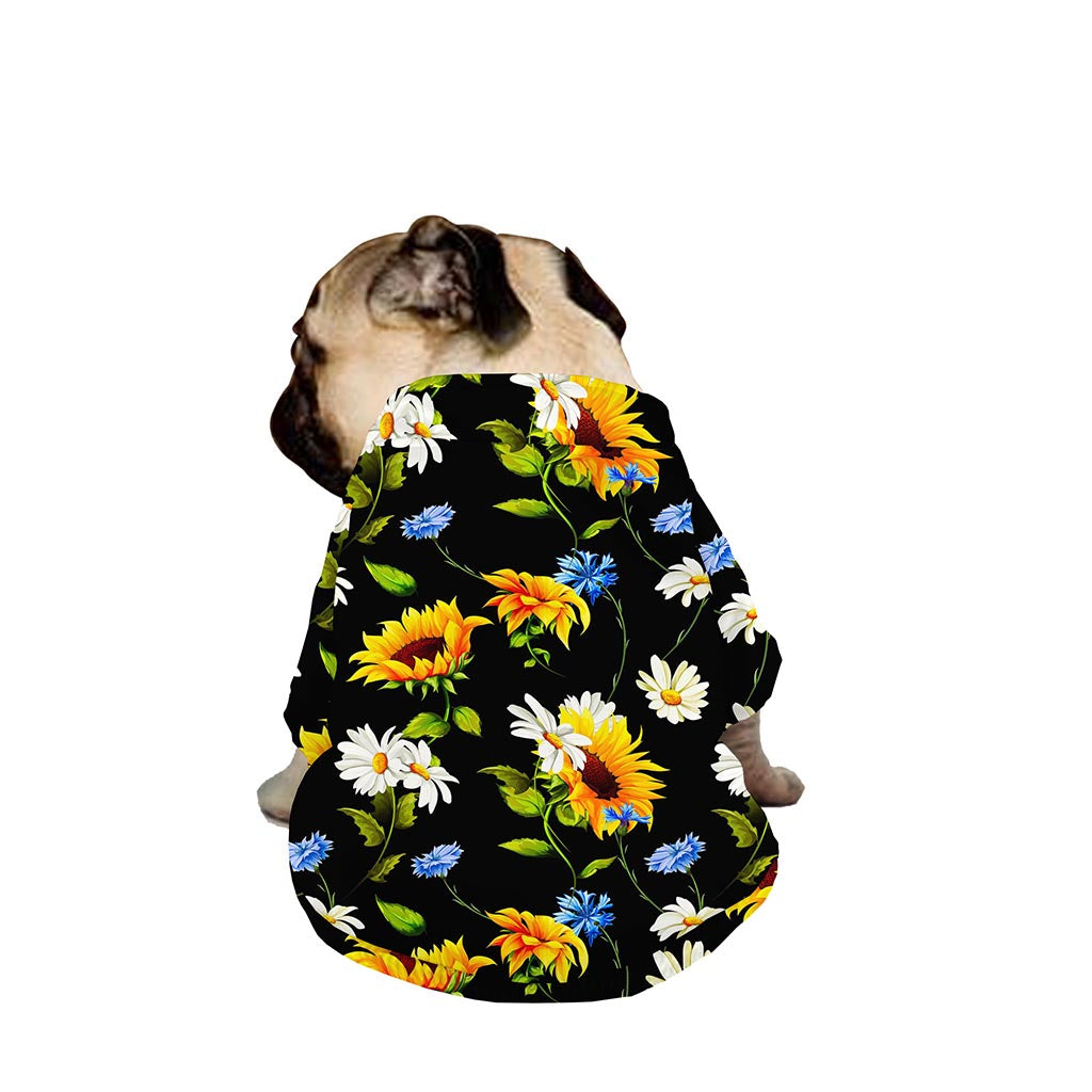 Sunflower Chamomile Pattern Print Dog Zip Up Jacket