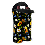 Sunflower Chamomile Pattern Print Double Neoprene Wine Tote